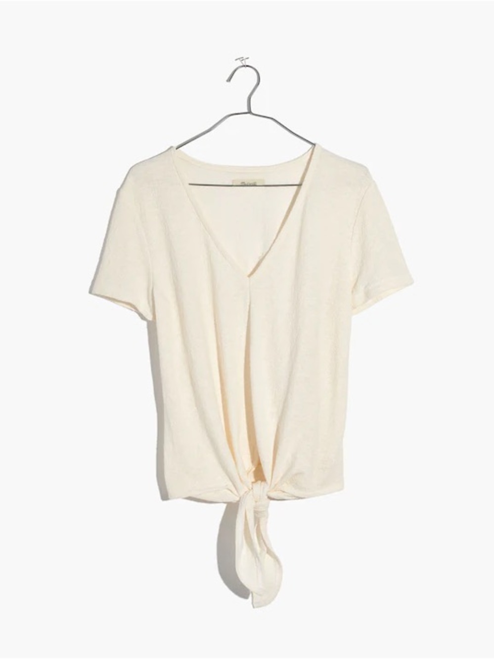 Women's Cream Tie-Front V-Neck Top